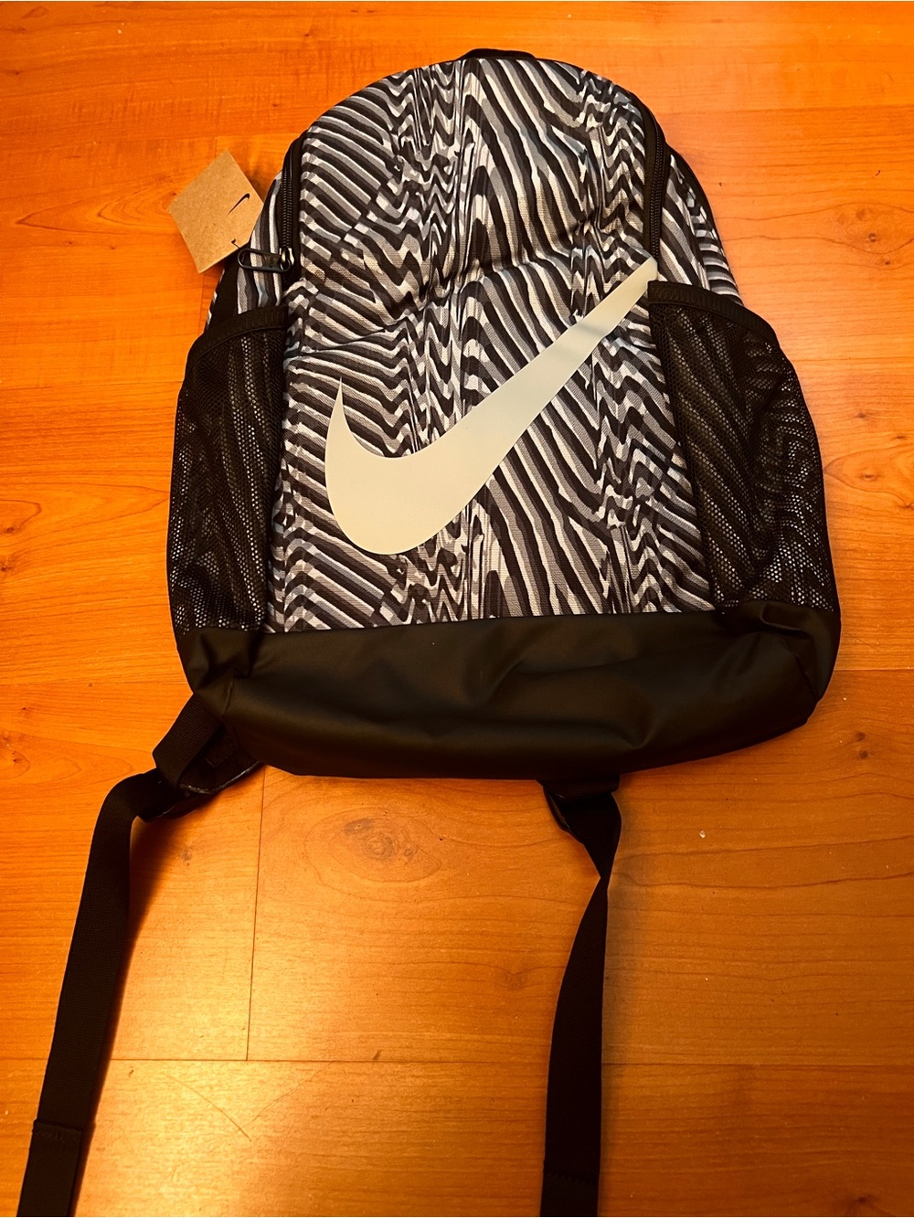 Nike Black & White Zebra-Print Backpack with Large Swoosh